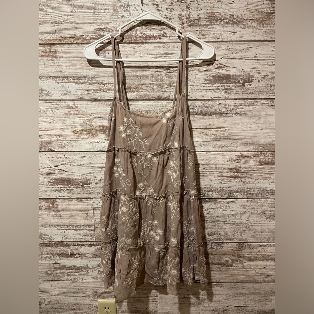 Speechless Floral Embroidered Tan Dress